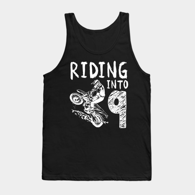 Riding Into 9th Birthday Boy Dirt Bike Party 9 Year Old Tank Top by Robertconfer